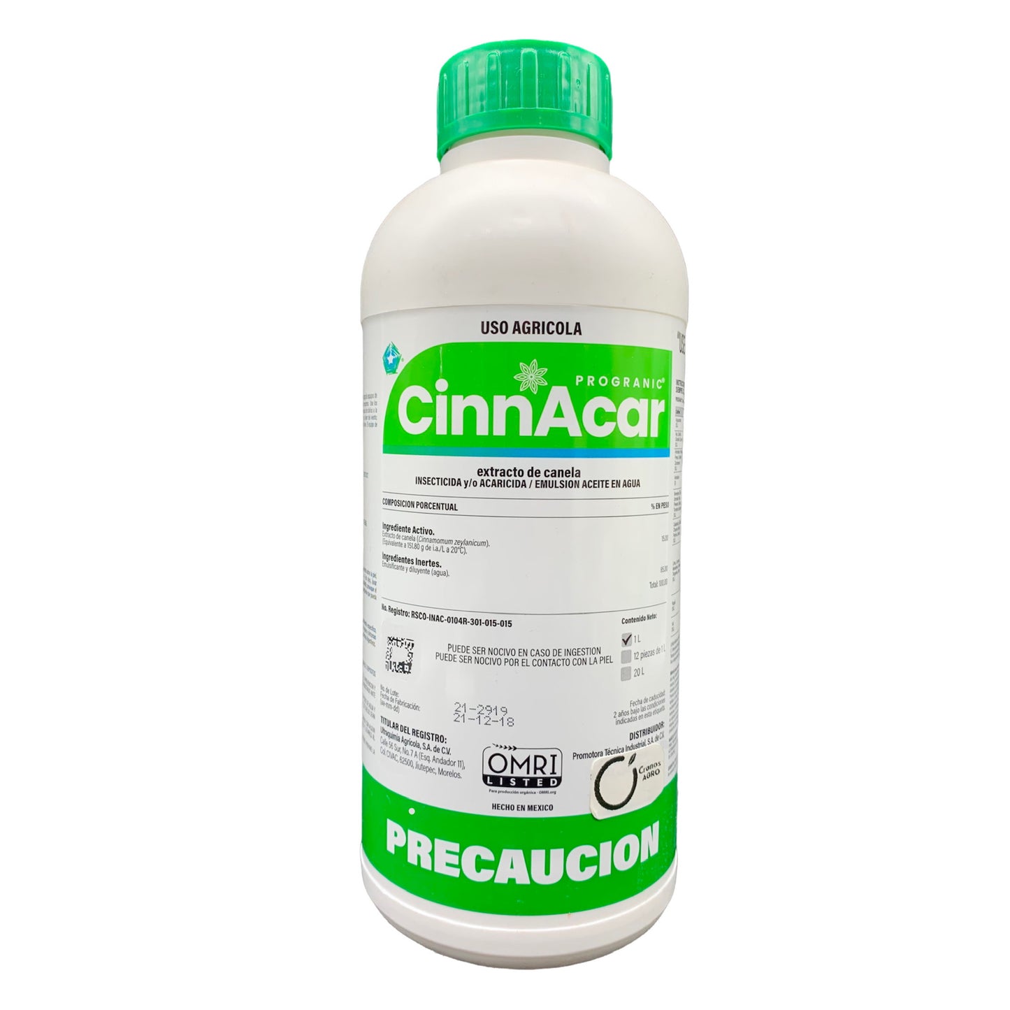 Progranic Cinnacar Extracto de Canela Control Plagas OMRI 1 Litro